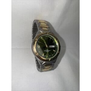 Two Toned Men's Analog Watch Stretch Band Water Resistant 100 FT Date Indicator